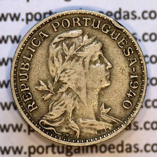 50 Centavos 1940 Alpaca, $50 centavos 1940 Republica Portuguesa, (MBC+), World Coins Portugal KM 577