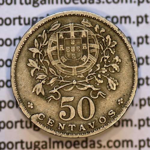 50 Centavos 1940 Alpaca, $50 centavos 1940 Republica Portuguesa, (MBC+), World Coins Portugal KM 577