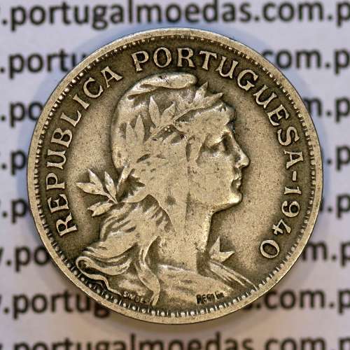 50 Centavos 1940 Alpaca, $50 centavos 1940 Republica Portuguesa, (MBC), World Coins Portugal KM 577