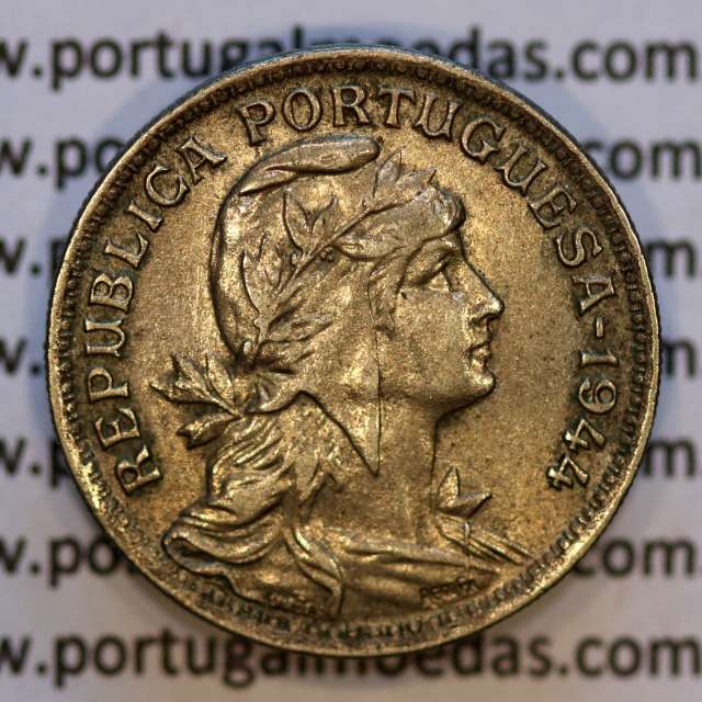 50 Centavos 1944 Alpaca, $50 centavos 1944 Republica Portuguesa, (MBC+/Bela), World Coins Portugal  KM 577