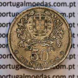 50 Centavos 1944 Alpaca, $50 centavos 1944 Republica Portuguesa, (MBC+/Bela), World Coins Portugal  KM 577