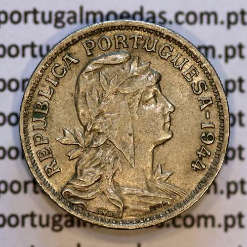 50 Centavos 1944 Alpaca, $50 centavos 1944 Republica Portuguesa, (MBC+/Bela-), World Coins Portugal  KM 577