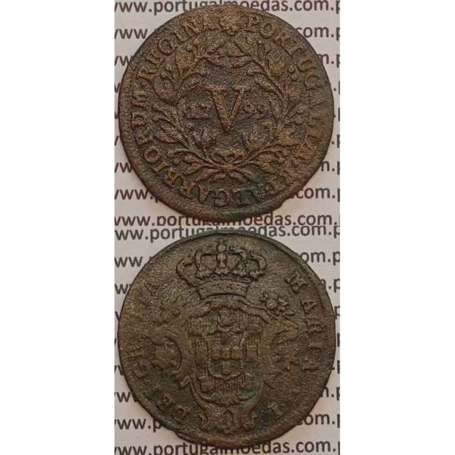 MOEDA V REIS COBRE 1799 (MBC) ANVERSO E REVERSO COM LETRAS MENORES - D. MARIA I