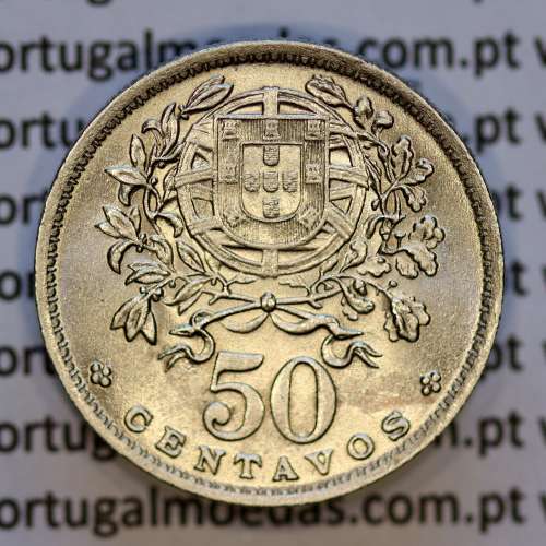 Portugal, Nickel brass coin of 50 Centavos 1946 of Portuguese Republic, (UNC), World Coins Portugal KM577