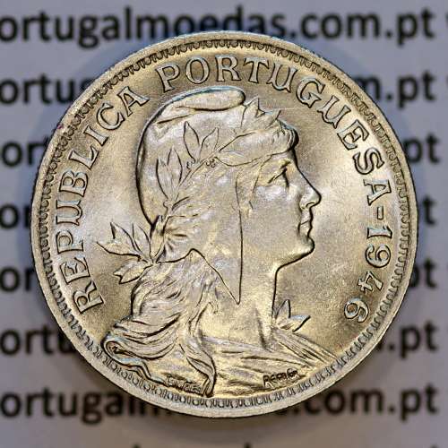 Portugal, Nickel brass coin of 50 Centavos 1946 of Portuguese Republic, (UNC), World Coins Portugal KM577