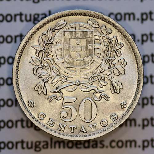 50 Centavos 1946 em Alpaca, $50 centavos 1946 Republica Portuguesa, (Bela/Soberba), World Coins Portugal KM 577