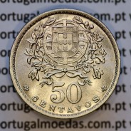 50 Centavos 1946 em Alpaca, $50 centavos 1946 Republica Portuguesa, (MBC+), World Coins Portugal  KM#577