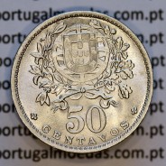 50 Centavos 1946 em Alpaca, $50 centavos 1946 Republica Portuguesa, (MBC+), World Coins Portugal  KM#577