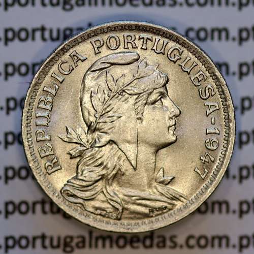 50 Centavos 1947 Alpaca, $50 centavos 1947 Republica Portuguesa, (Bela/Soberba), World Coins Portugal KM 577
