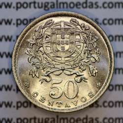 Portugal, Nickel brass coin of 50 Centavos 1956 of Portuguese Republic, (UNC), World Coins Portugal KM 577