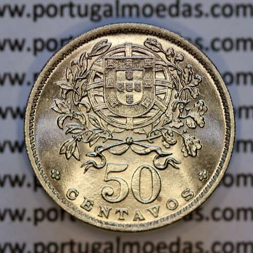 Portugal, Nickel brass coin of 50 Centavos 1956 of Portuguese Republic, (UNC), World Coins Portugal KM 577