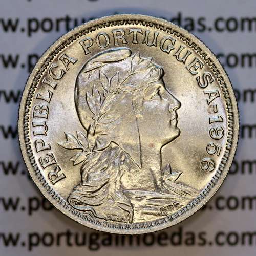 Portugal, Nickel brass coin of 50 Centavos 1956 of Portuguese Republic, (UNC), World Coins Portugal KM 577