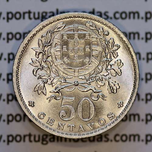 Portugal, Nickel brass coin of 50 Centavos 1957 of Portuguese Republic, (UNC), World Coins Portugal KM 577