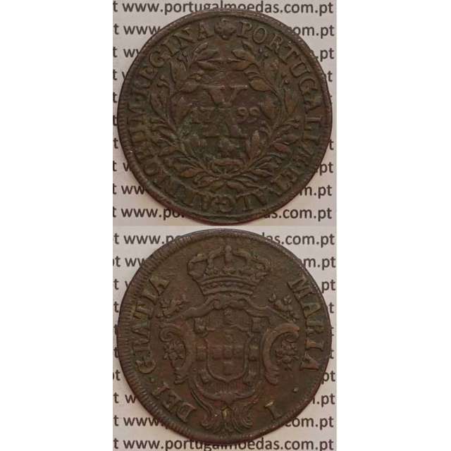 MOEDA X REIS COBRE 1799 (MBC) - COROA BAIXA - D. MARIA I