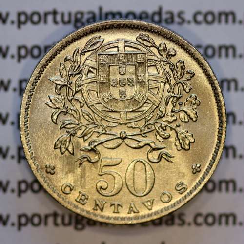 Portugal, Nickel brass coin of 50 Centavos 1959 of Portuguese Republic, (UNC), World Coins Portugal KM 577
