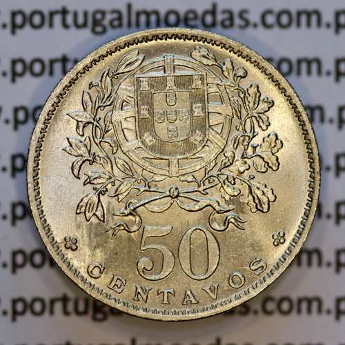 Portugal, Nickel brass coin of 50 Centavos 1959 of Portuguese Republic, (UNC), World Coins Portugal KM 577
