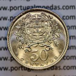 Portugal, Nickel brass coin of 50 Centavos 1960 of Portuguese Republic, (UNC), World Coins Portugal KM 577 Portugal, Nickel brass coin of 50 Centavos 1960 of Portuguese Republic, (UNC), World Coins Portugal KM 577
