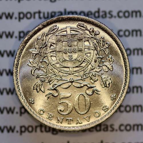 Portugal, Nickel brass coin of 50 Centavos 1960 of Portuguese Republic, (UNC), World Coins Portugal KM 577