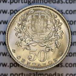 Portugal, Nickel brass coin of 50 Centavos 1963 of Portuguese Republic, (UNC), World Coins Portugal KM 577