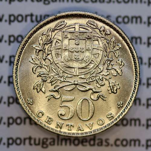 Portugal, Nickel brass coin of 50 Centavos 1964 of Portuguese Republic, (UNC), World Coins Portugal KM 577