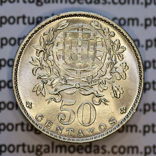 Portugal, Nickel brass coin of 50 Centavos 1964 of Portuguese Republic, (UNC), World Coins Portugal KM 577
