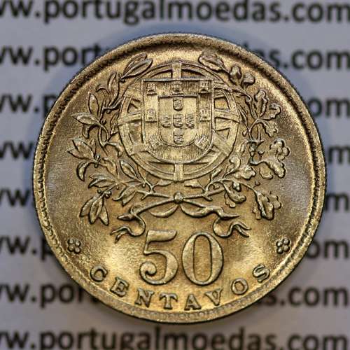 Portugal, Nickel brass coin of 50 Centavos 1965 of Portuguese Republic, (UNC), World Coins Portugal KM 577
