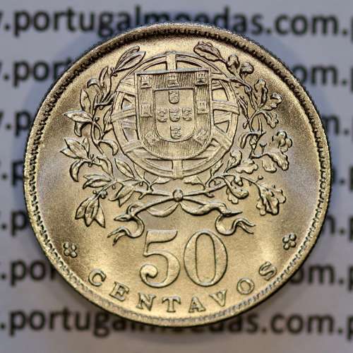 Portugal, Nickel brass coin of 50 Centavos 1966 of Portuguese Republic, (UNC), World Coins Portugal KM 577