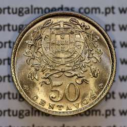 Portugal, Nickel brass coin of 50 Centavos 1967 of Portuguese Republic, (UNC), World Coins Portugal KM 577