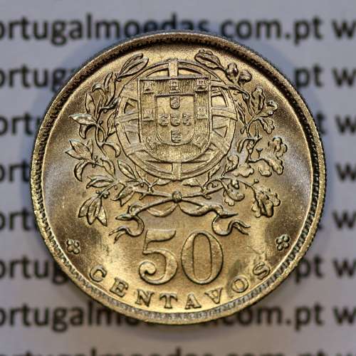 Portugal, Nickel brass coin of 50 Centavos 1967 of Portuguese Republic, (UNC), World Coins Portugal KM 577