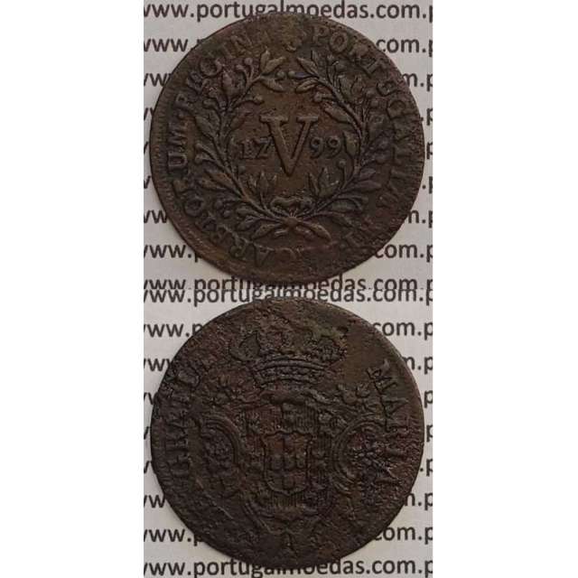 MOEDA V REIS COBRE 1799 (MBC) - LETRAS PEQUENAS / DATA MÉDIA - 22 FRUTOS - D. MARIA I