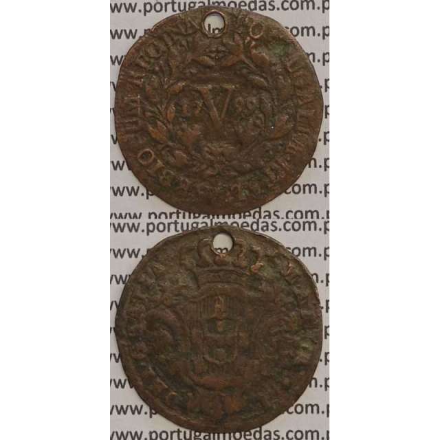 MOEDA V REIS COBRE 1799 (BC) - LETRAS GRANDES / DATA GRANDE - 28 FRUTOS - D. MARIA I