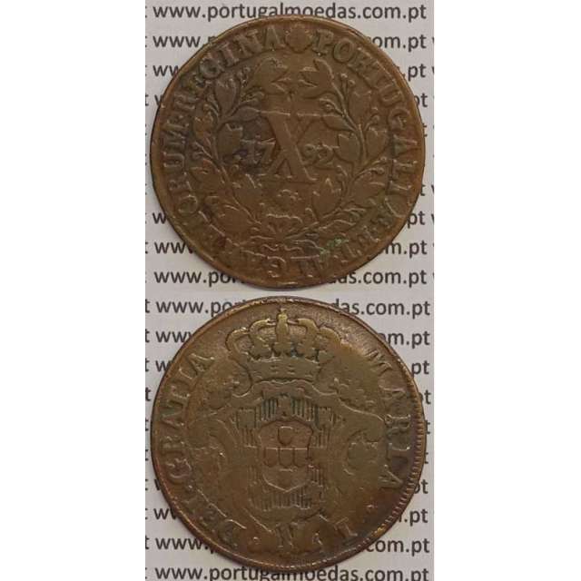 MOEDA X REIS COBRE 1792 (MBC-) - COROA BAIXA - 30 FRUTOS - D. MARIA I