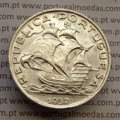 10 Escudos 1937 prata, 10$00 escudos prata 1937 da Republica Portuguesa, (Bela), World Coins Portugal KM 582