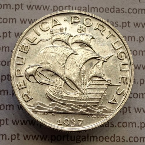 10 escudos 1937 prata, 10$00 1937 prata da Republica Portuguesa, (Bela),  World Coins Portugal KM 582