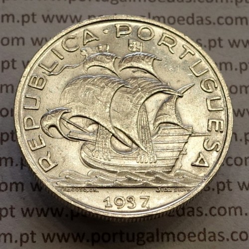 10 Escudos 1937 prata, 10$00 escudos prata 1937 da Republica Portuguesa, (Bela), World Coins Portugal KM 582
