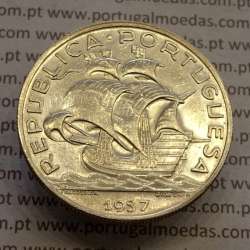 Portuguese silver coin of 10 Escudos 1937, 10$00 silver 1937 of the Portuguese Republic, (VF+), World Coins Portugal KM 582