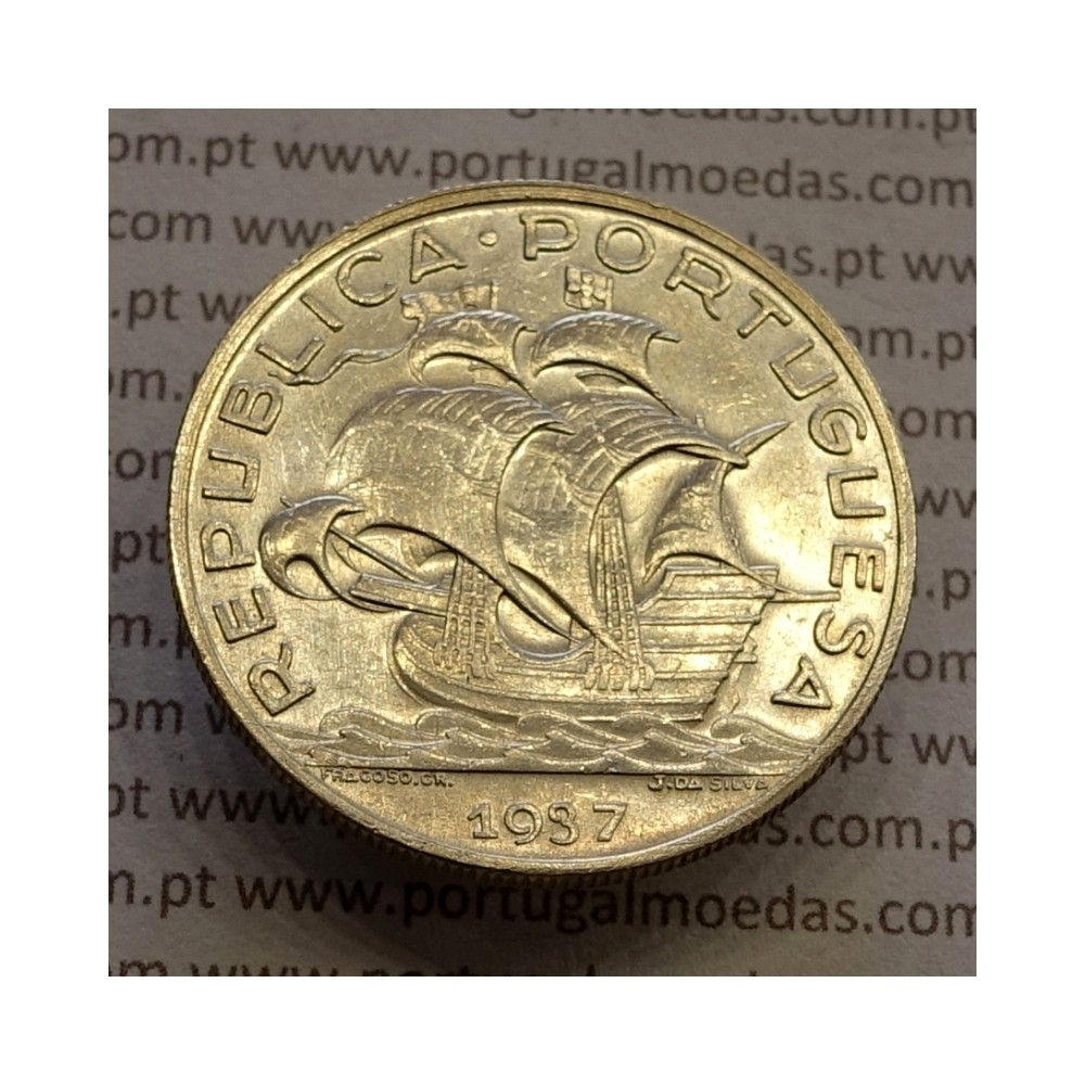 10 Escudos 1937 prata, 10$00 escudos prata 1937 da Republica Portuguesa, (MBC+) World Coins Portugal KM 582