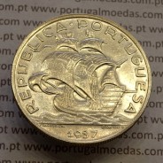10 Escudos 1937 prata, 10$00 escudos prata 1937 da Republica Portuguesa, (MBC+) World Coins Portugal KM 582