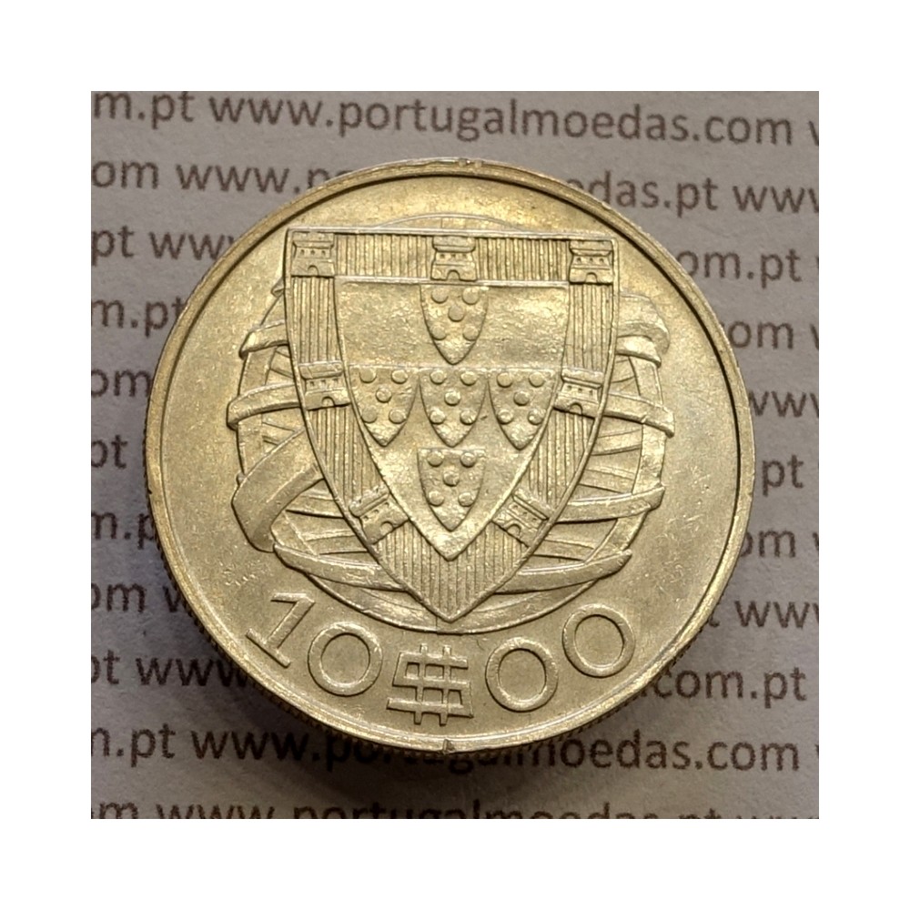 10 Escudos 1937 prata, 10$00 escudos prata 1937 da Republica Portuguesa, (MBC+) World Coins Portugal KM 582
