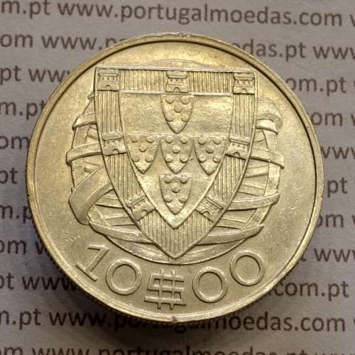 Portuguese silver coin of 10 Escudos 1937, 10$00 silver 1937 of the Portuguese Republic, (VF+), World Coins Portugal KM 582