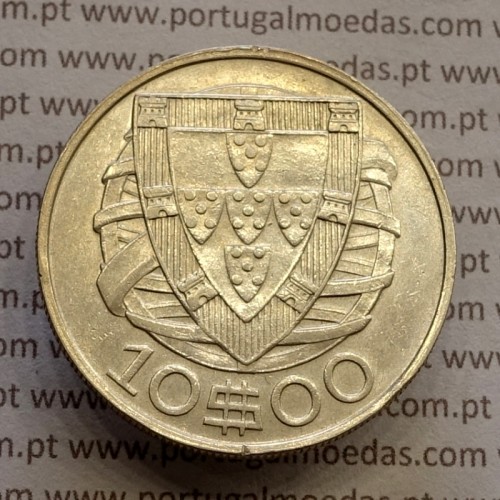 10 Escudos 1937 prata, 10$00 escudos prata 1937 da Republica Portuguesa, (MBC+) World Coins Portugal KM 582