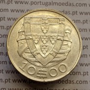 10 Escudos 1937 prata, 10$00 escudos prata 1937 da Republica Portuguesa, (MBC+) World Coins Portugal KM 582
