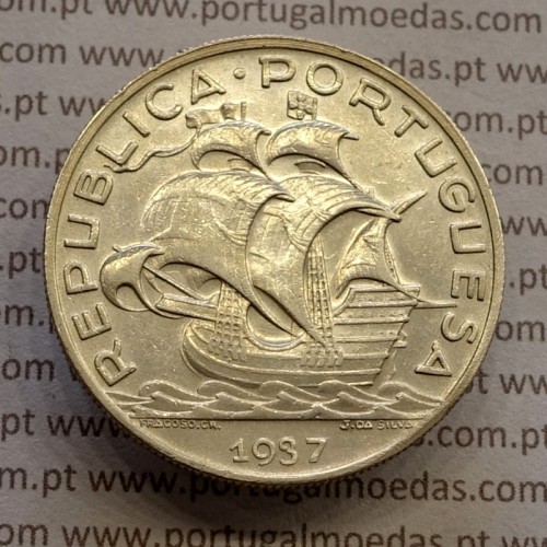 Portuguese silver coin of 10 Escudos 1937, 10$00 silver 1937 of the Portuguese Republic, (VF+), World Coins Portugal KM 582