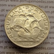 10 Escudos 1937 prata, 10$00 escudos prata 1937 da Republica Portuguesa, (MBC+) World Coins Portugal KM 582