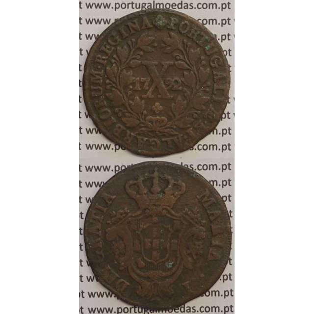 MOEDA X REIS COBRE 1792 (MBC) COROA ALTA - D. MARIA I