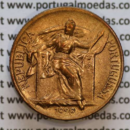 1 Escudo 1926 Bronze-Alumínio, 1$00 1926 Alumínio-Bronze Republica Portuguesa, (MBC), World Coins Portugal  KM 576