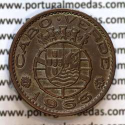 Cape Verde, bronze coin of 1 Escudo 1953, of the former Portuguese colony of Cape Verde, (VF+/XF), World Coins Cape Verde KM8
