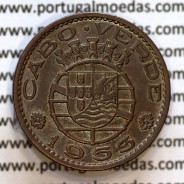 1 Escudo 1953 bronze de Cabo Verde, "1$00" escudo bronze 1953, Ex-Colónia de Cabo verde, (MBC+), World Coins Cape Verde KM 8