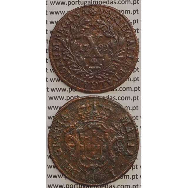 MOEDA X REIS COBRE 1799 (MBC) - COROA BAIXA/DATA MÉDIA - 30 FRUTOS - D. MARIA I