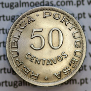 Angola 50 Centavos 1948 Alpaca, "$50" cinquenta centavos 1948 Angola, (Soberba), Ex-Colónia Angola, World Coins Angola KM 72